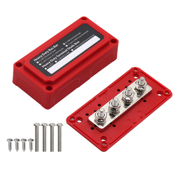 300A Bus Bar Heavy Duty Module Design Power Distribution Block 12V-48V Waterproof Dc Bus Bars Box with 4X M8(5/16&quot;) Terminal Studs for Battery Marine Automotive RV Car Truck